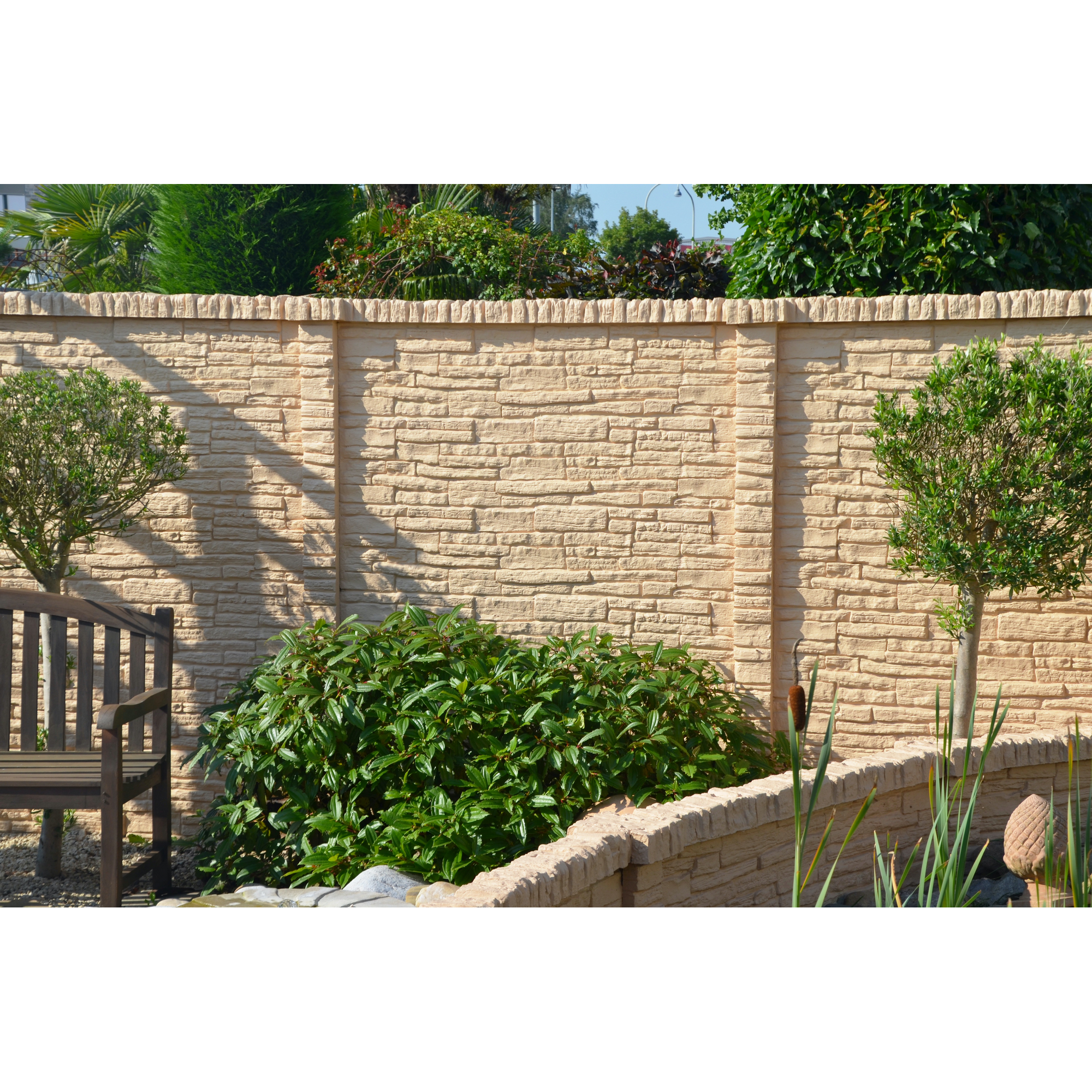 Betonzaunplatte 'Mediterran Nostalgie' Beton/Stahl grau 144 x 30 x 4 cm