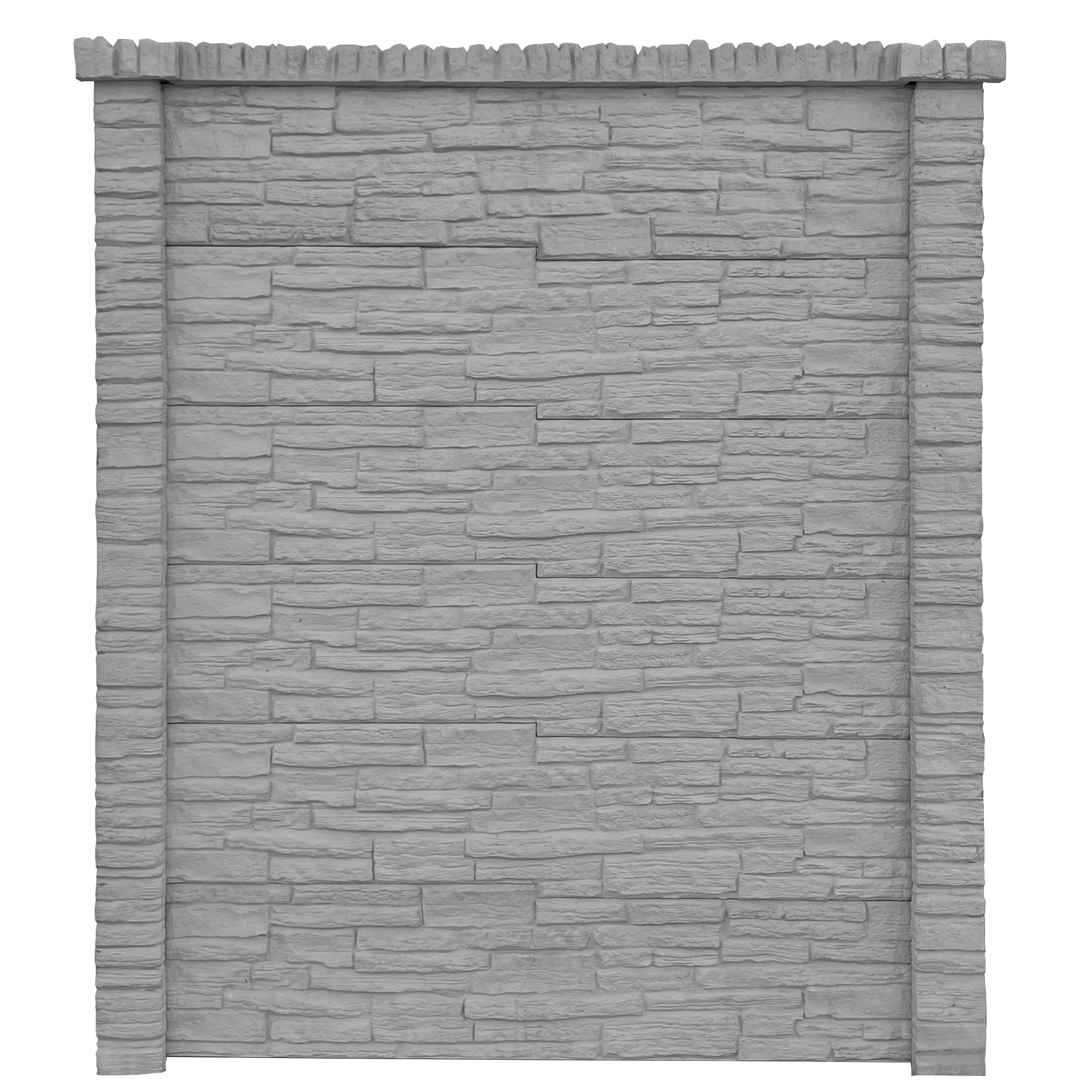 Betonzaunplatte 'Mediterran Nostalgie' Beton/Stahl grau 144 x 30 x 4 cm