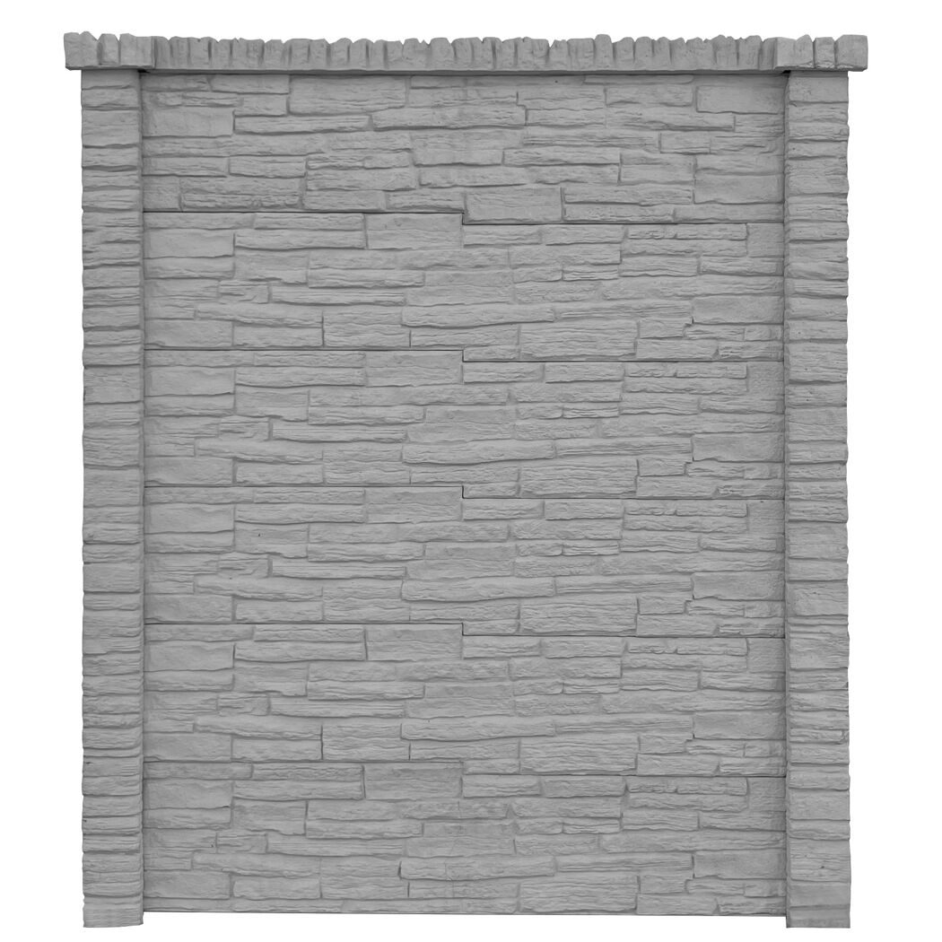 Betonzaunplatte 'Mediterran Nostalgie' Beton/Stahl grau 144 x 30 x 4 cm