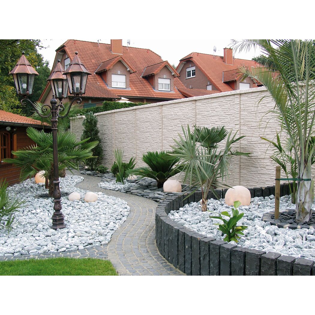 Betonzaunplatte 'Mediterran Nostalgie' Beton/Stahl grau 144 x 30 x 4 cm