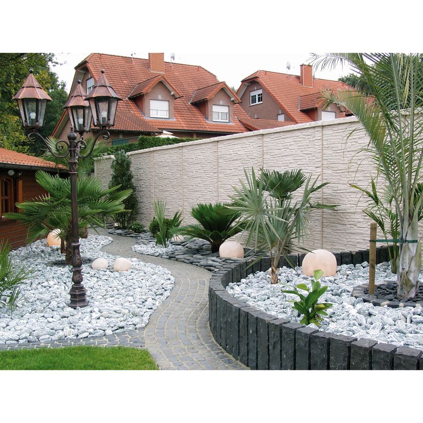 Betonzaunplatte 'Mediterran Nostalgie' Beton/Stahl grau 144 x 30 x 4 cm