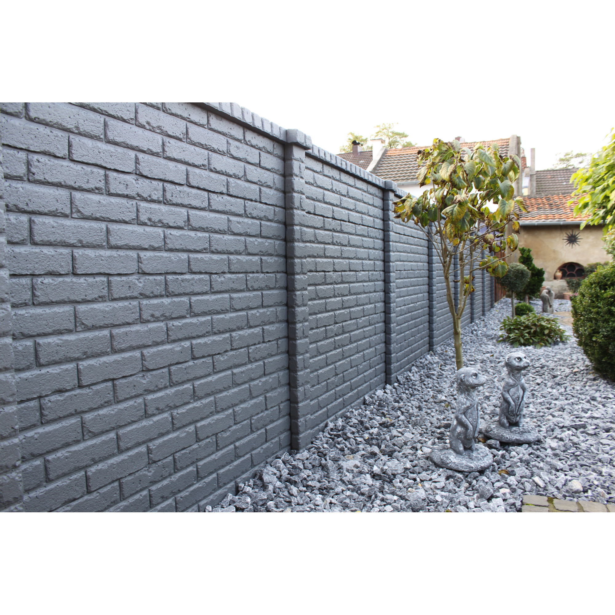 Betonzaunplatte 'Mediterran Klassik Stein' 144 x 30 x 4 cm grau