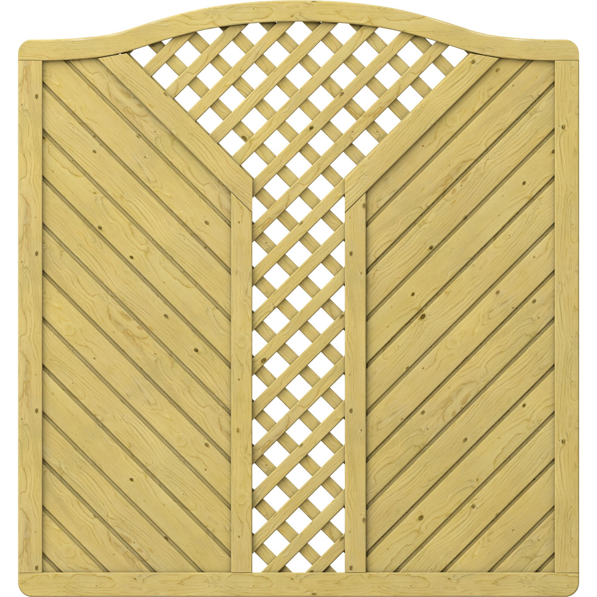 Gartenzaun-Element aus Holz mit V-förmigem Gitter