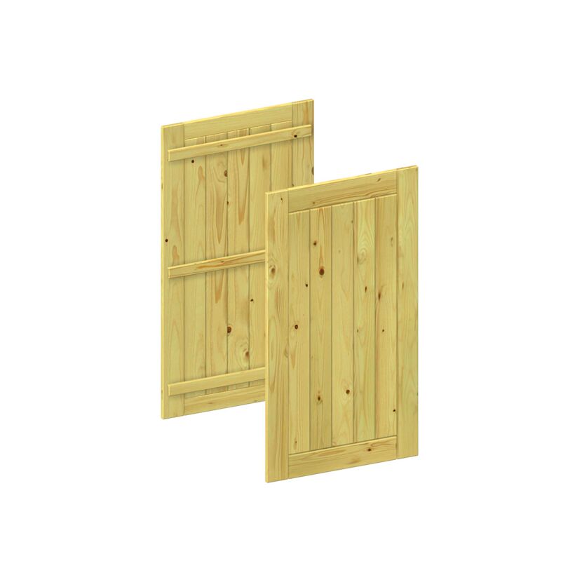 Zwei Holztüren nebeneinander.