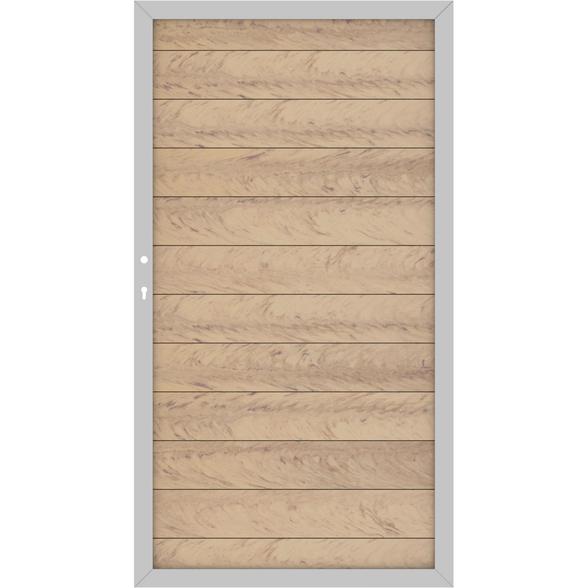 Holztür mit silbernem Rahmen