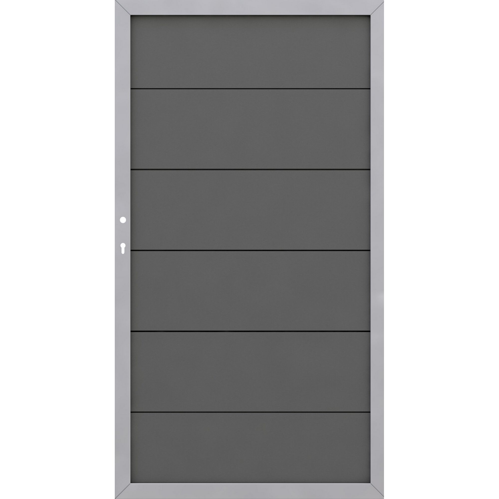 Anthrazitfarbenes WPC-Alu-Tor mit waagerechten Linien