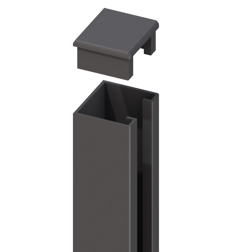 Schwarze Pfostenkappe für SYSTEM U-Montageprofil