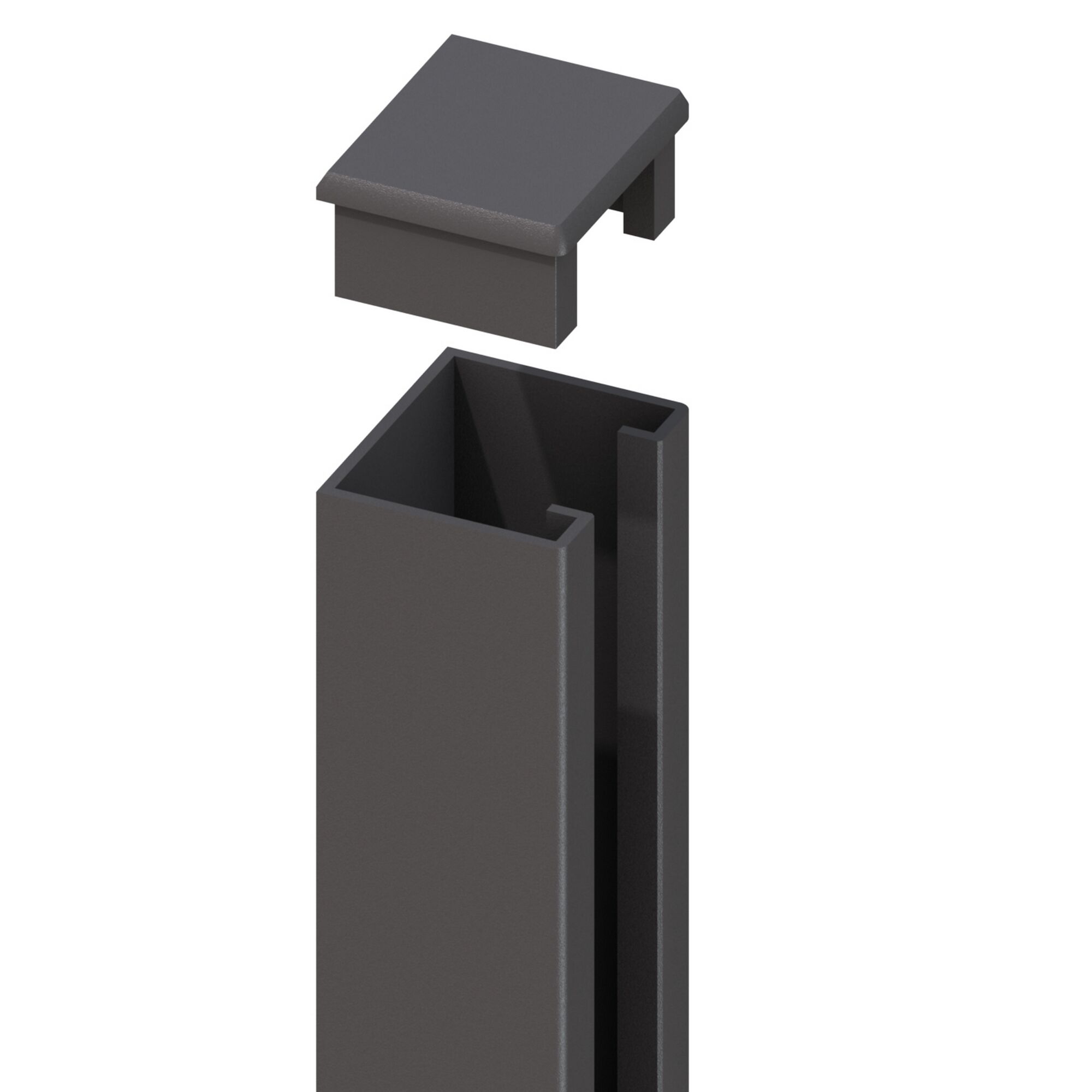 Schwarze Pfostenkappe für SYSTEM U-Montageprofil