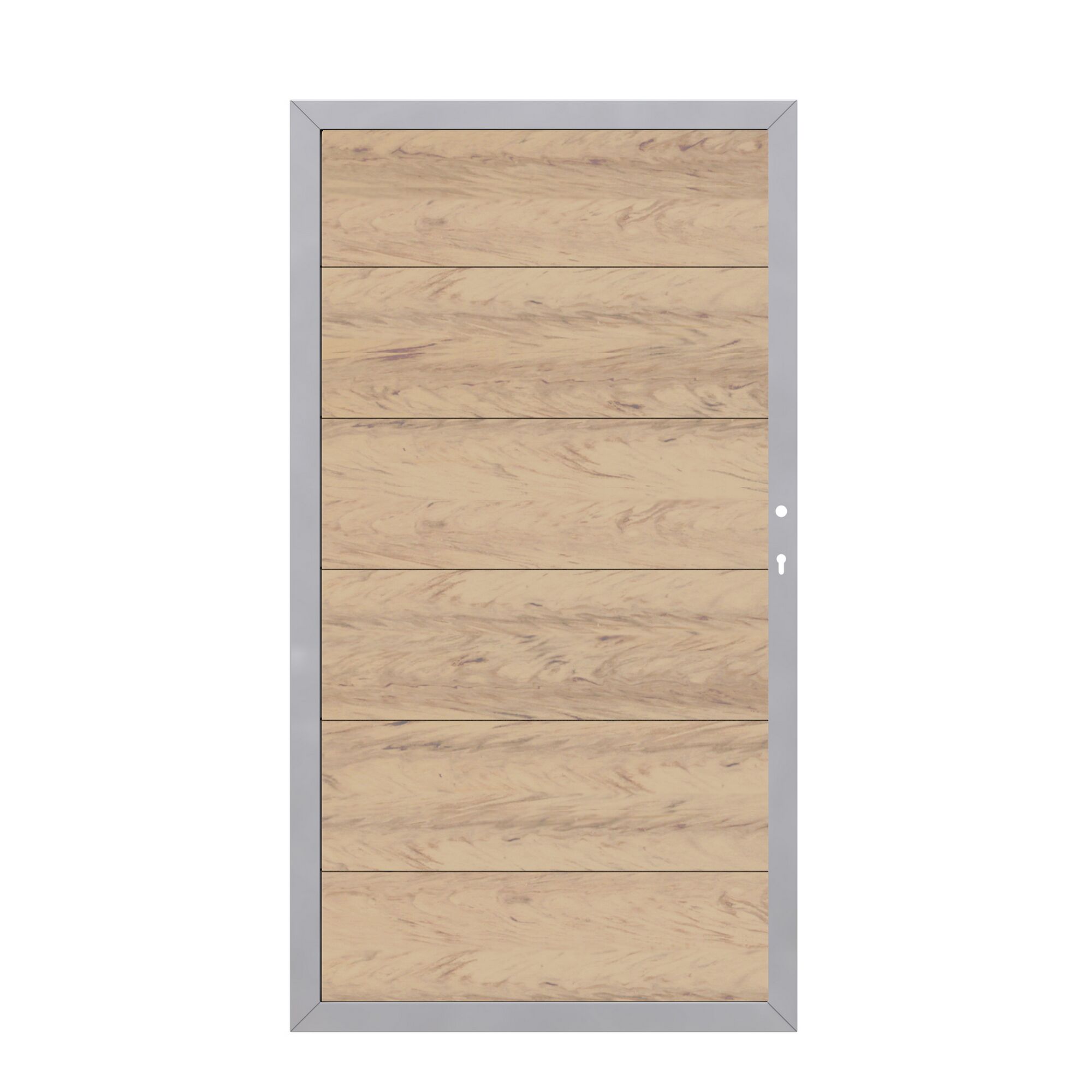 Holz Gartentor mit silbernem Rahmen