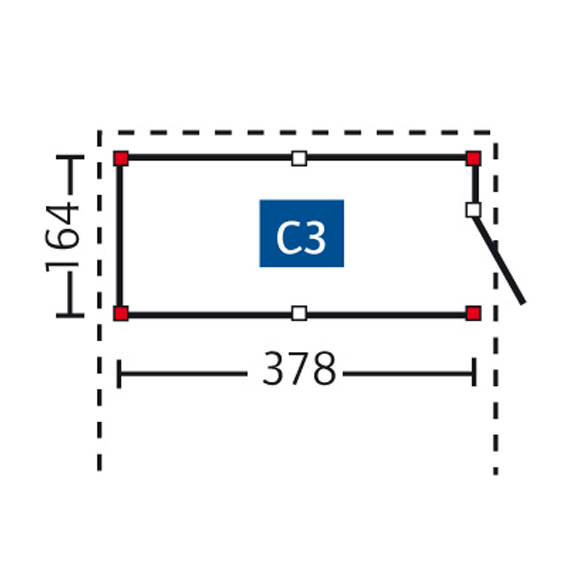 Carport-Abstellraum 'C3' 378 x 164 cm + product picture