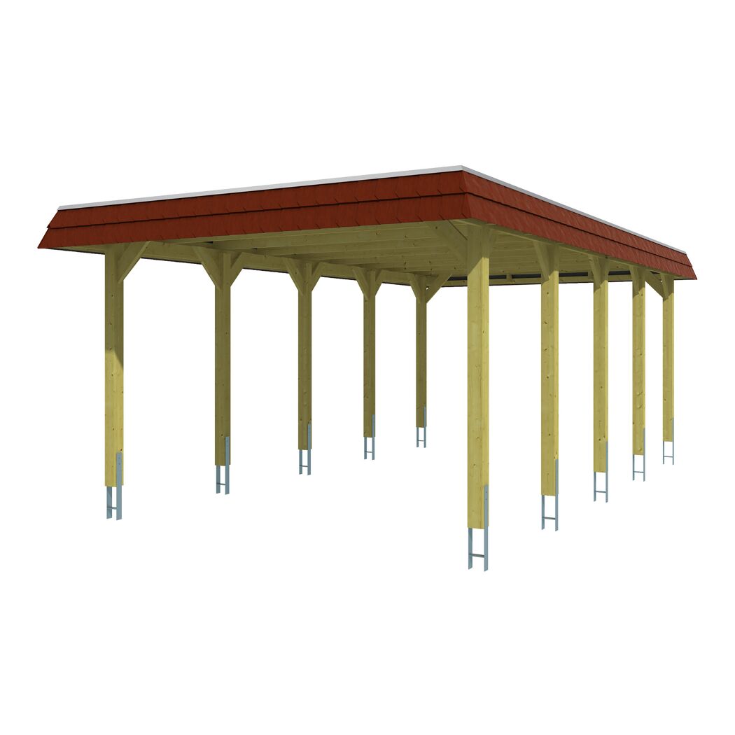 Carport Spreewald mit rotem Dach