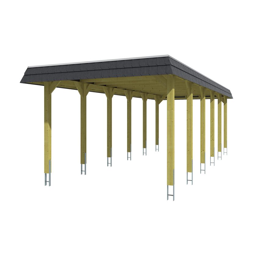 Einzelcarport 'Spreewald' 345 x 893 cm schwarze Blende KDI imprägniert