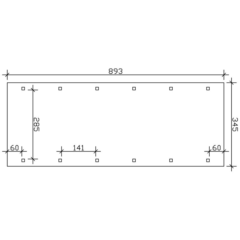 Carport 'Spreewald' rote Blende  345 x 893 cm imprägniert