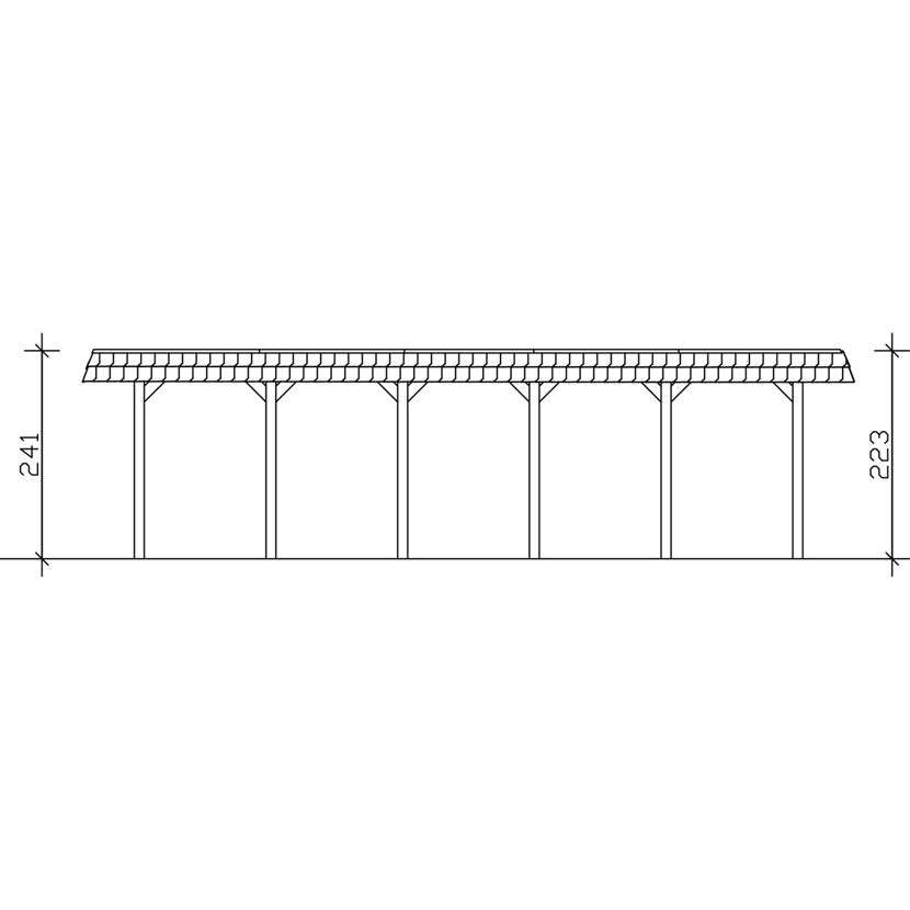 Carport 'Spreewald' rote Blende  345 x 893 cm imprägniert