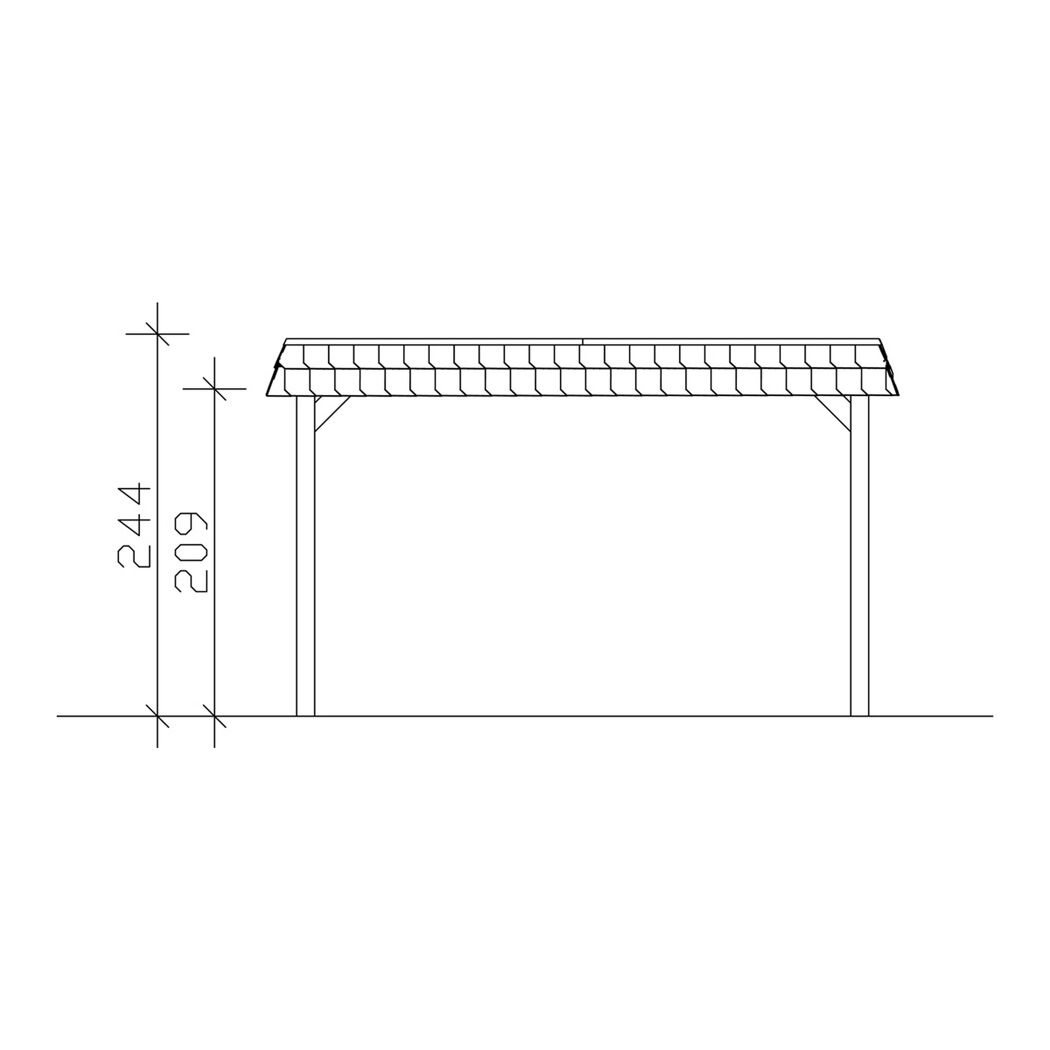 Einzelcarport 'Spreewald' 396 x 589 cm schwarze Blende KDI imprägniert