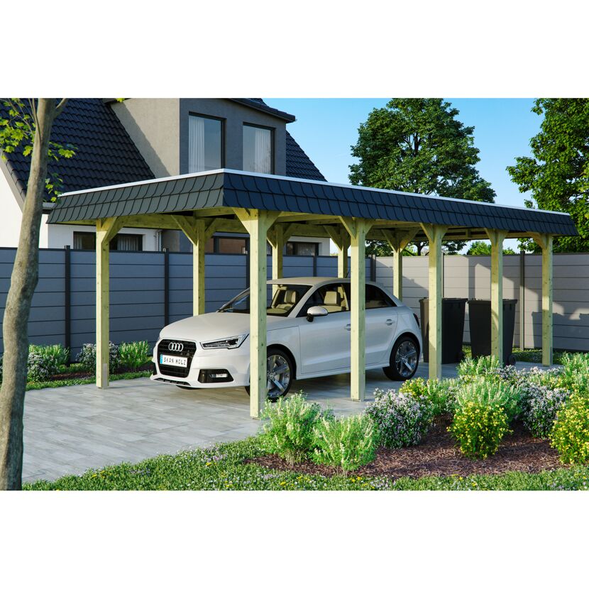 Carport 'Spreewald' schwarze Blende  345 x 741 cm imprägniert
