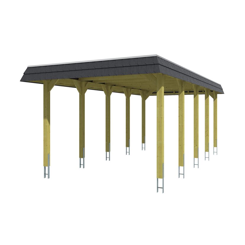 Carport 'Spreewald' schwarze Blende  345 x 741 cm imprägniert
