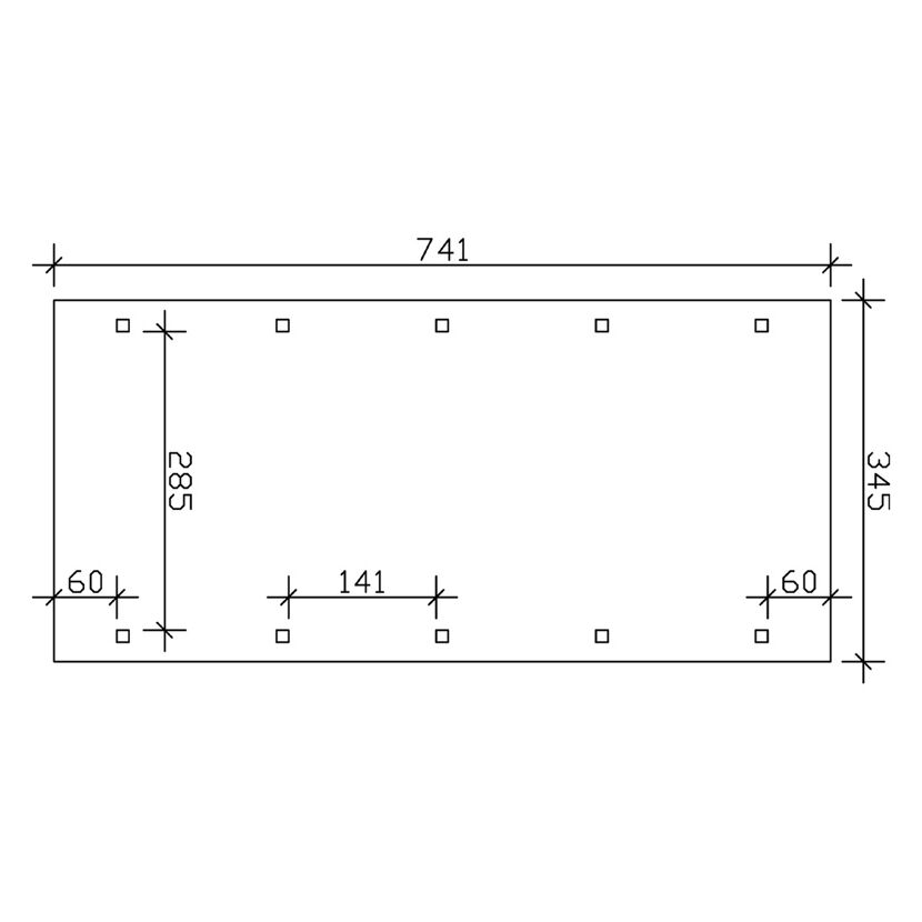 Carport 'Spreewald' schwarze Blende  345 x 741 cm imprägniert