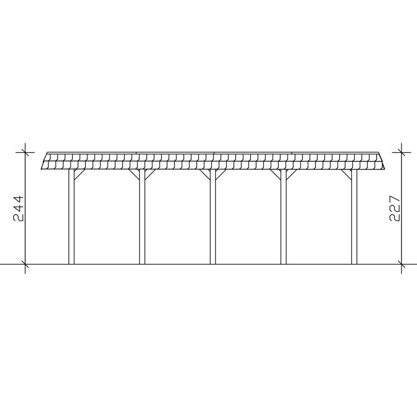 Einzelcarport 'Spreewald' 396 x 741 cm rote Blende KDI imprägniert