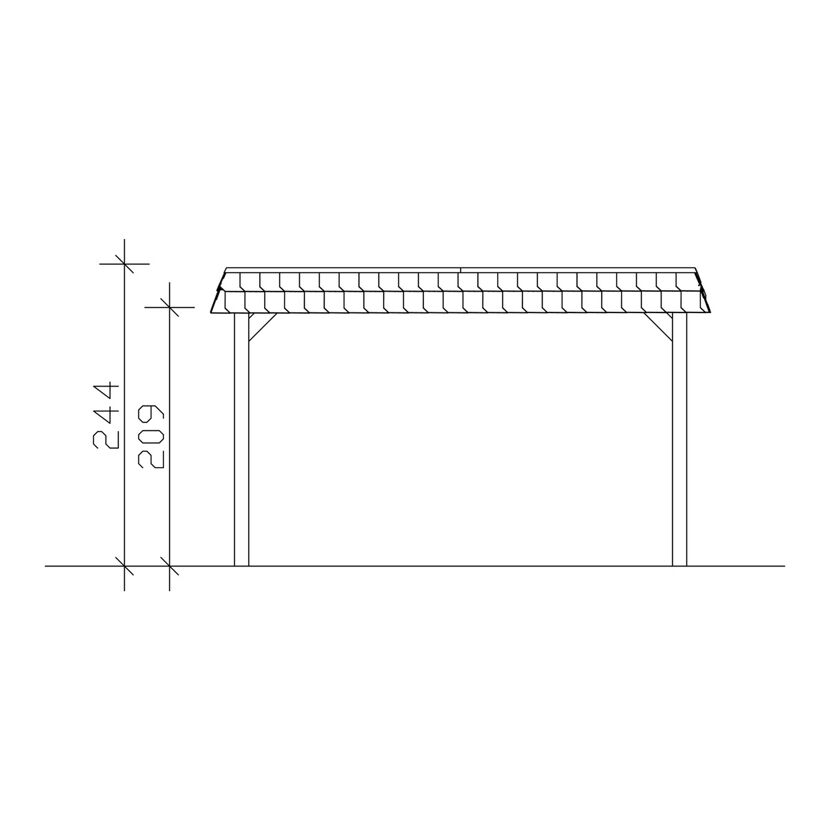 Zeichnung eines Carports mit Maßen