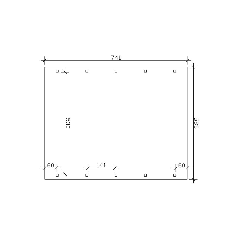 Technische Zeichnung Duschwanne Spreewald 585 x 741 mm