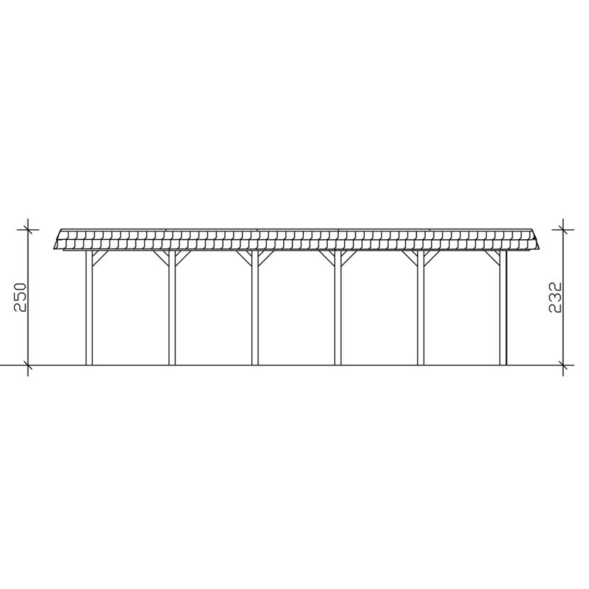Doppelcarport 'Spreewald' 585 x 893 cm schwarze Blende KDI imprägniert