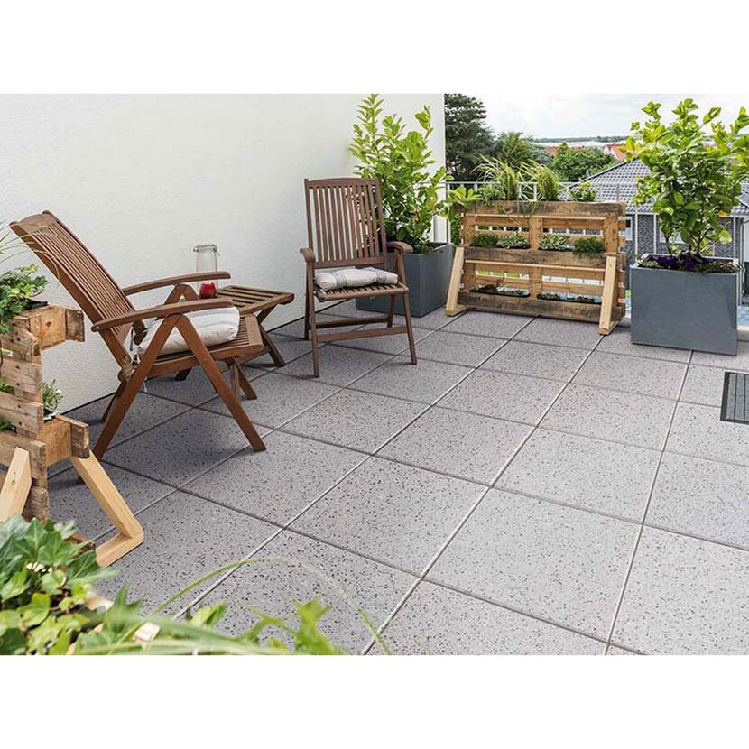 Terrassenplatte 'T-Court Sleek' Beton grau 40 x 40 x 4 cm