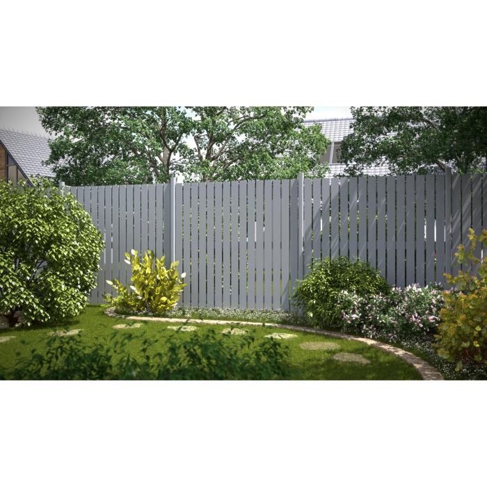 Zaun auf Maß 'Squadra' silber Aluminium