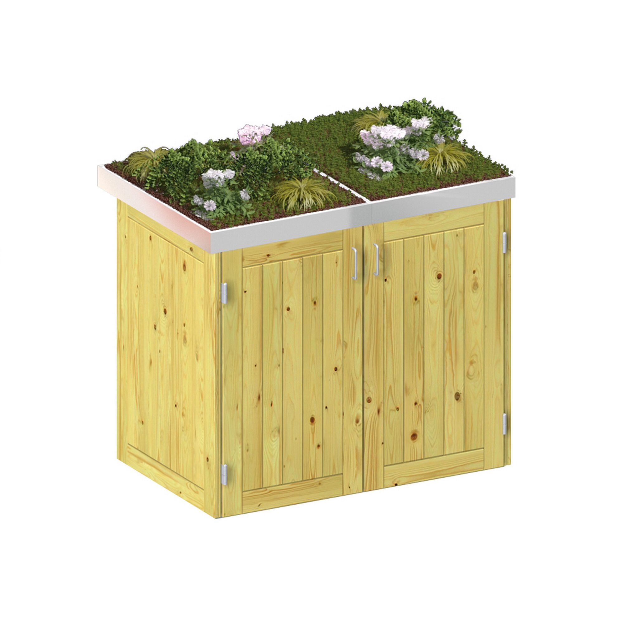 Beetdach-Mülltonnenbox BINTO aus Nadelholz