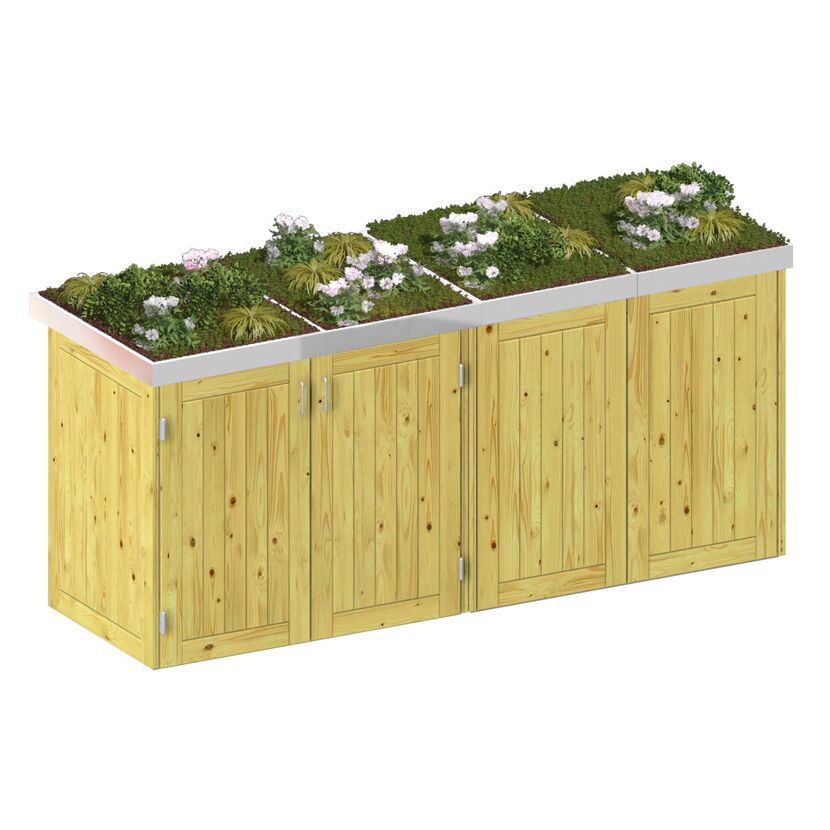 Begrünte Mülltonnenbox aus Holz