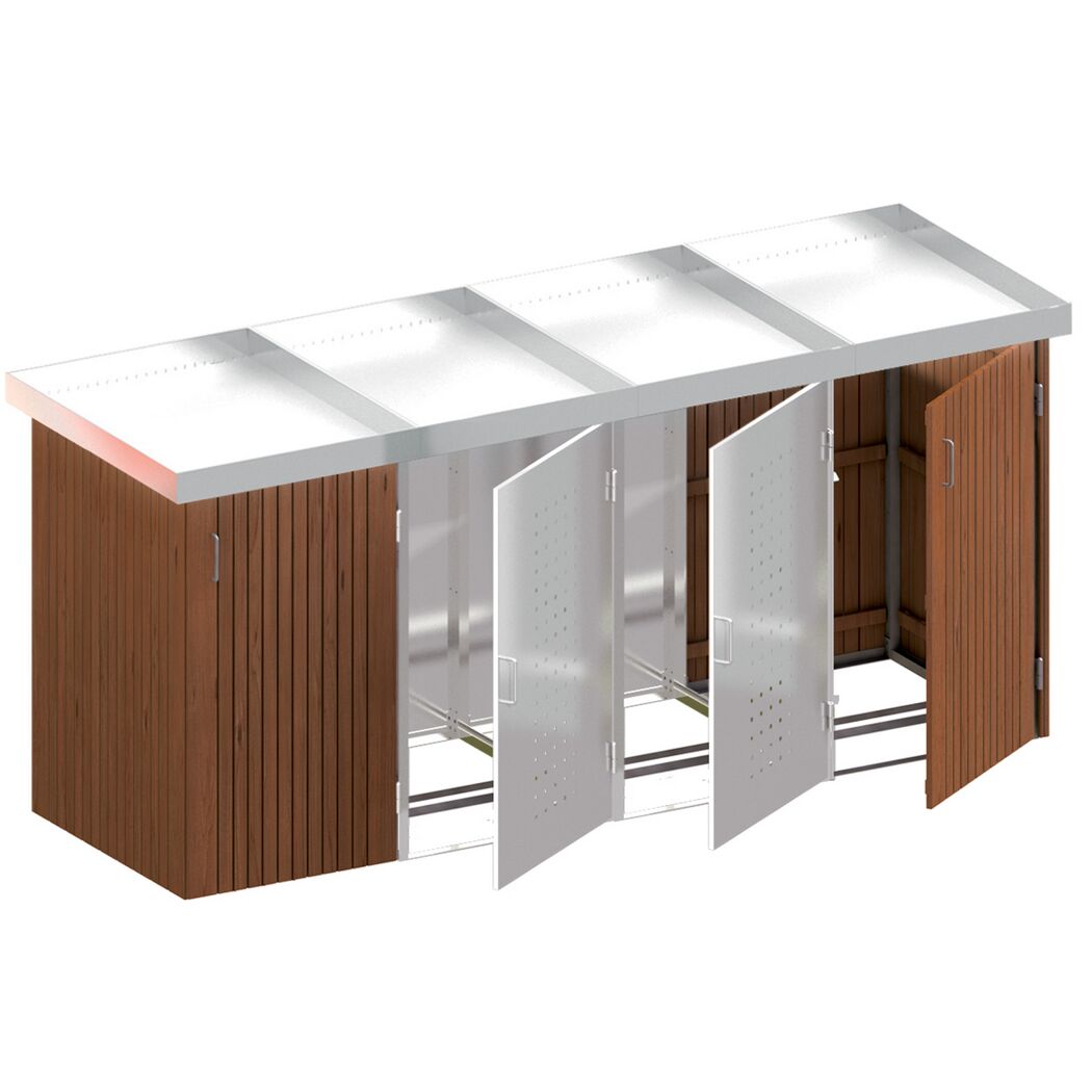 Mülltonnenbox BINTO Hartholz/Edelstahl-Variante 1