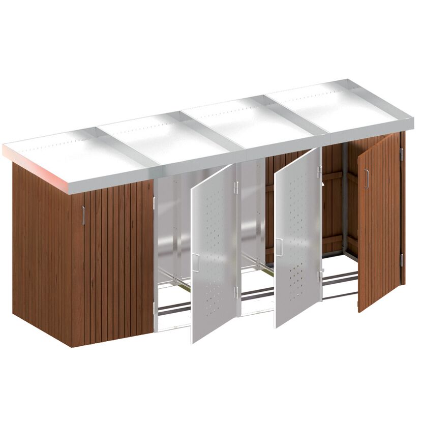 Mülltonnenbox BINTO Hartholz/Edelstahl-Variante 1