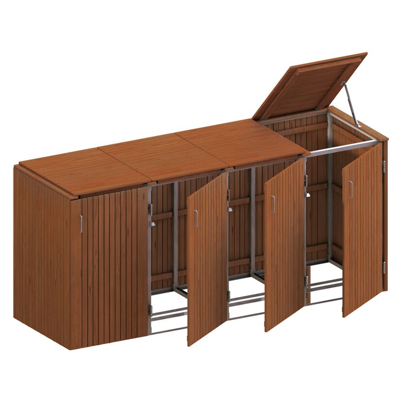 Offener Mülltonnenschrank aus Holz