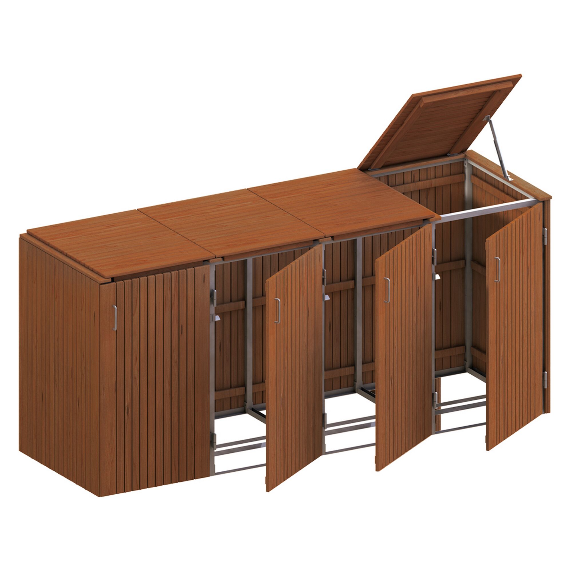 Offener Mülltonnenschrank aus Holz