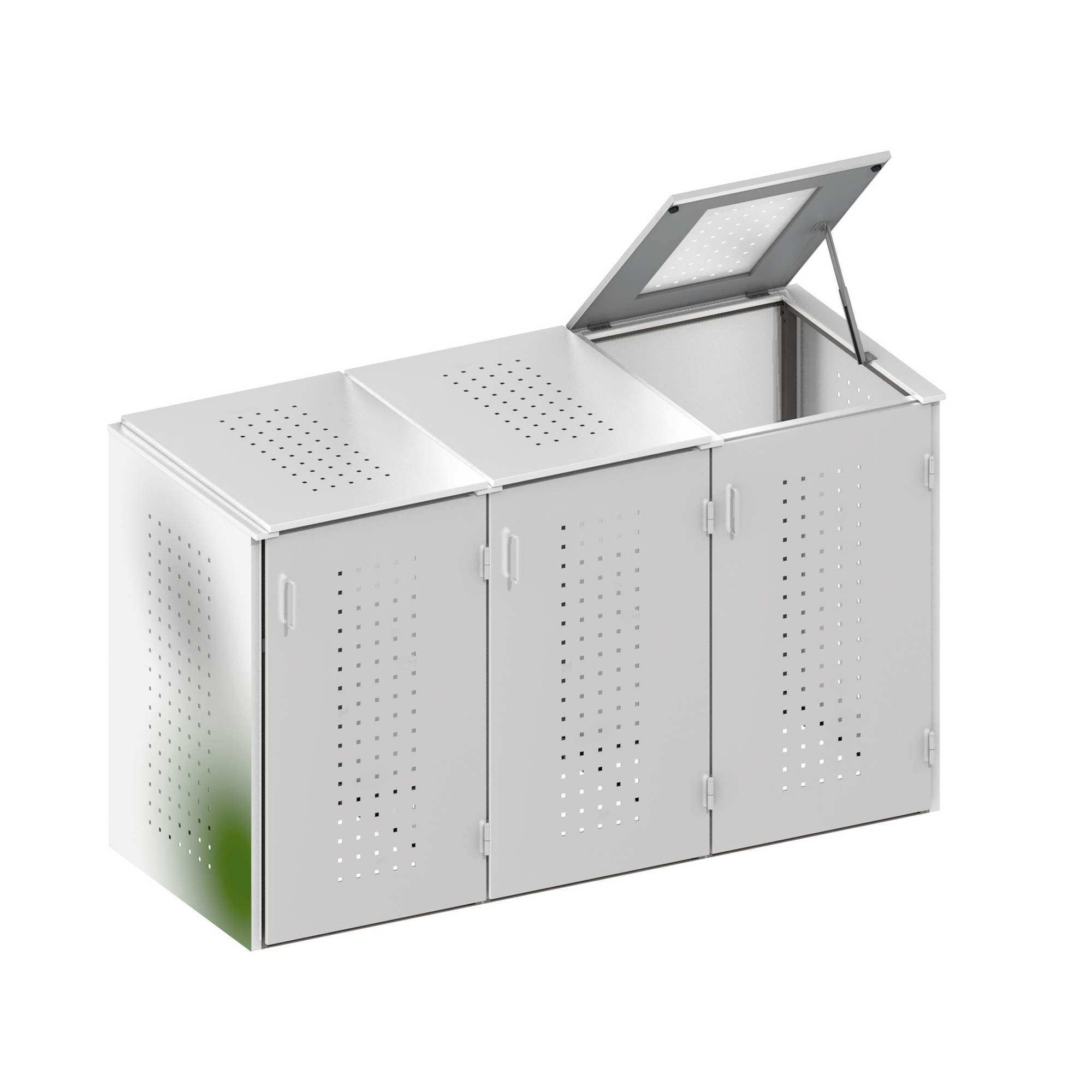 Mülltonnenbox 'Binto' mit Klappdeckel silbern 206 x 125 x 84 cm + product picture