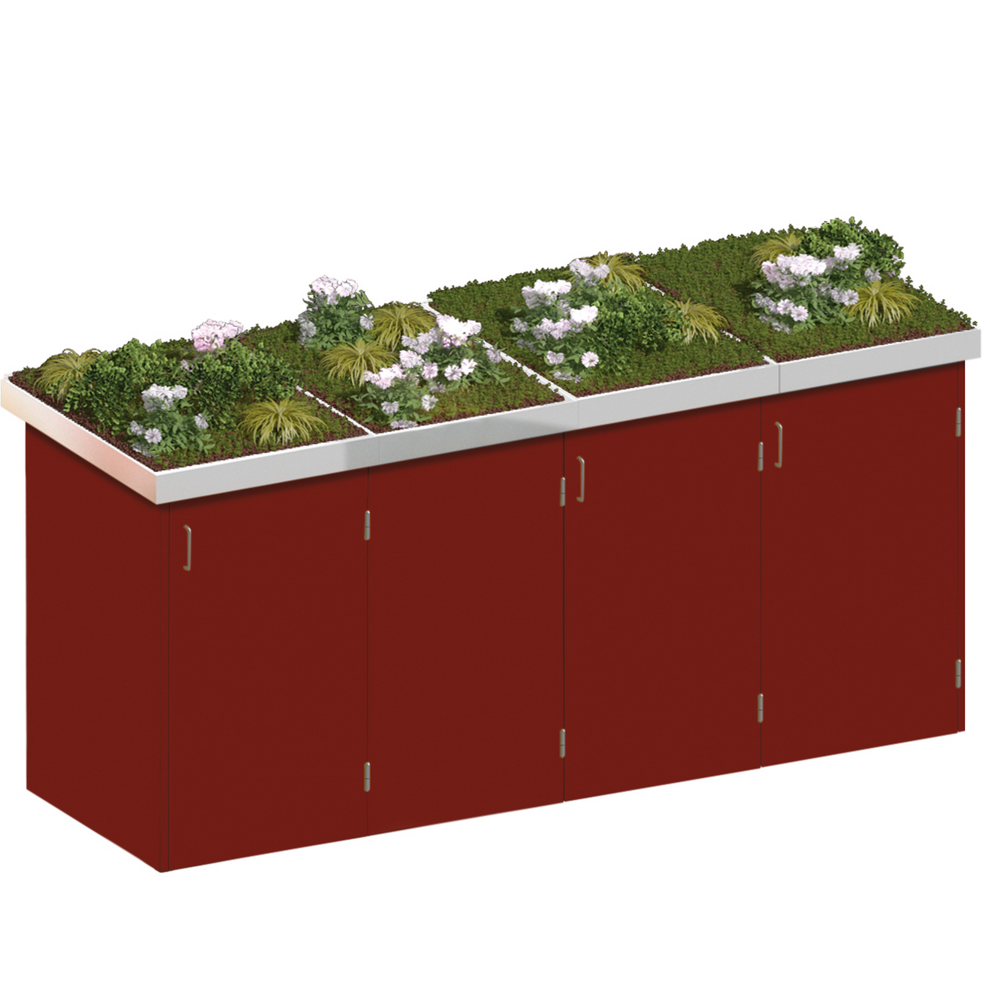 Mülltonnenbox 'Binto' mit Pflanzkasten rot 282 x 129 x 90 cm + product picture