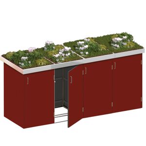 Mülltonnenbox 'Binto' mit Pflanzkasten rot 282 x 129 x 90 cm