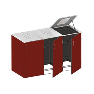 Mülltonnenbox 'Binto' mit Edelstahl-Klappdeckel rot 206 x 125 x 84 cm