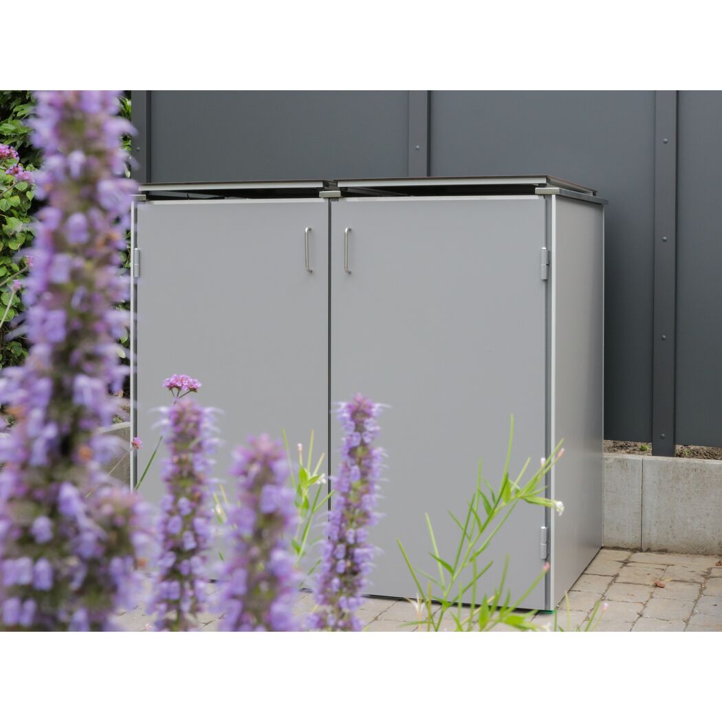 Graue Mülltonnenbox BINTO mit HPL-Deckel