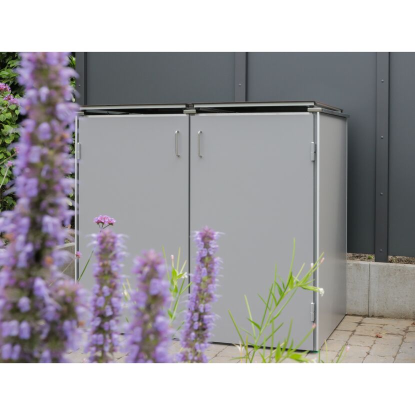 Graue Mülltonnenbox BINTO mit HPL-Deckel