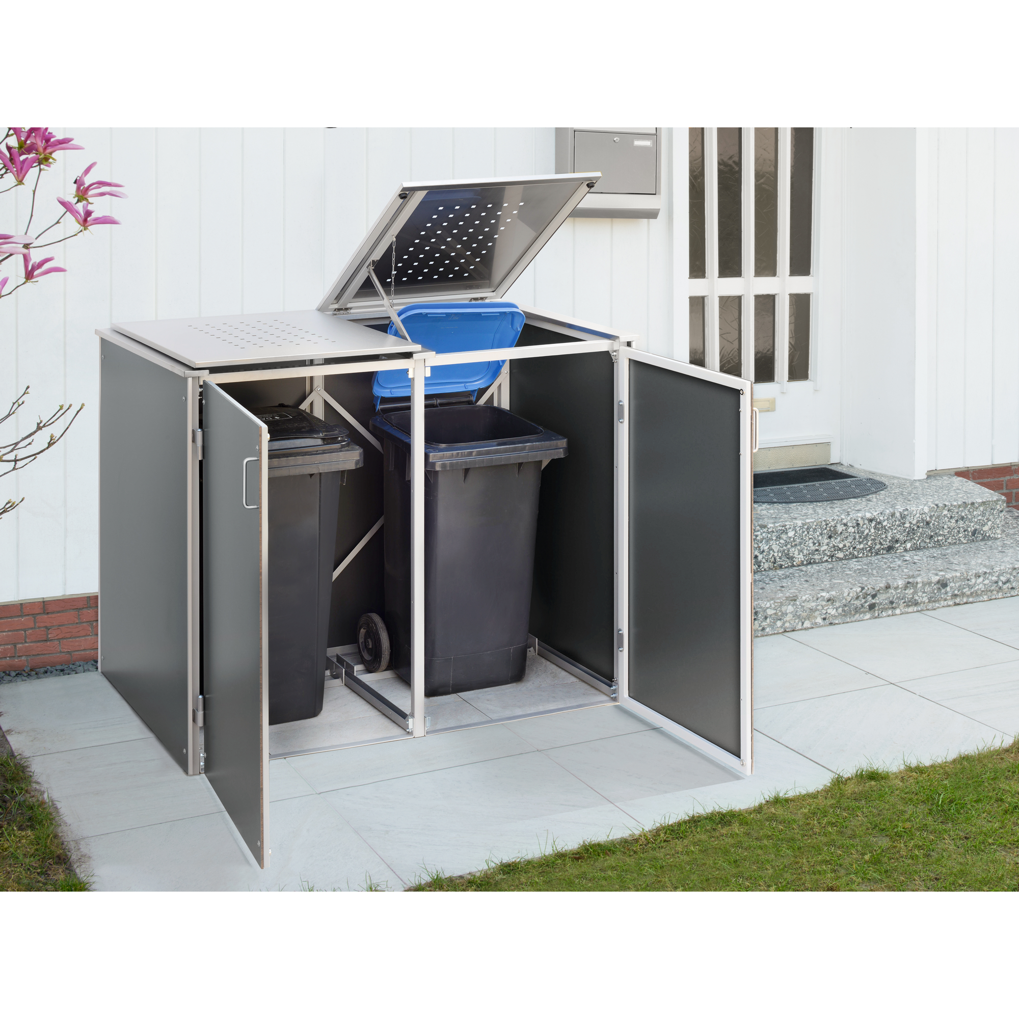 Müllbox-System 'Binto HPL' schiefer 125 x 149 x 87 cm, 2er-Variante + product picture