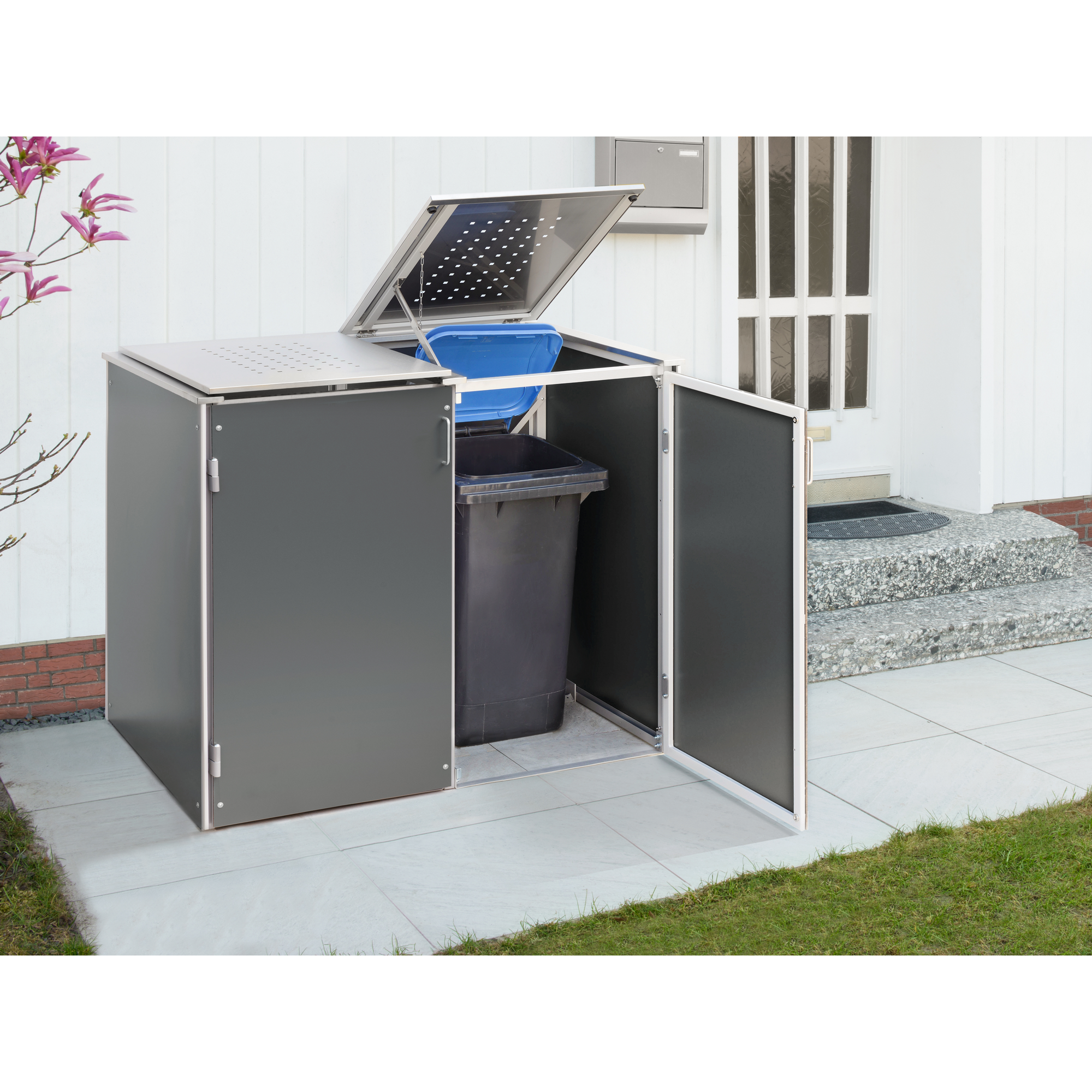 Müllbox-System 'Binto HPL' schiefer 125 x 149 x 87 cm, 2er-Variante + product picture