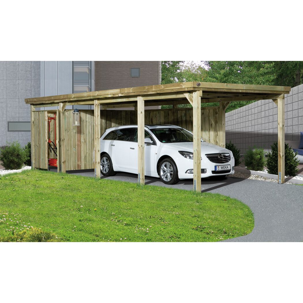Einzelcarport '617' Gr. 3 inkl. Stahldach, 802 x 322 cm kieferfarben