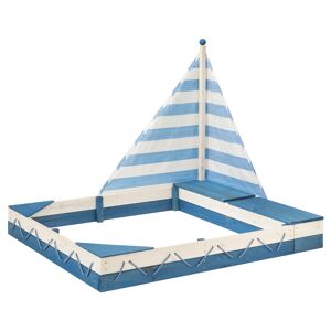 Sandkasten mit Sonnensegel 'Ole' Kiefer blau/weiß 138 x 120 x 114 cm