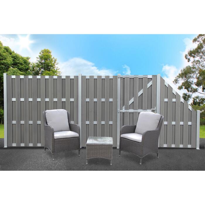 toom ZaunSchrägelement WPC/Aluminium grau 90 x 180 cm ǀ