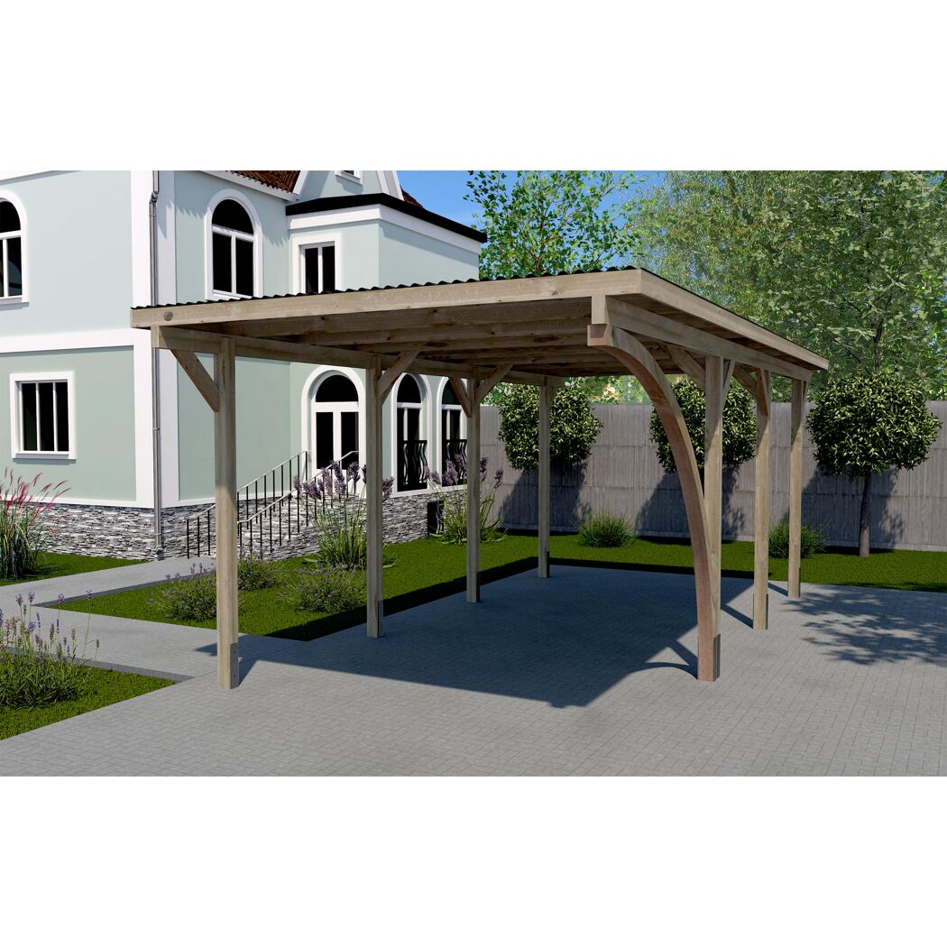Carport aus Holz mit Blechdach