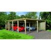 Doppelcarport aus Holz mit zwei Autos