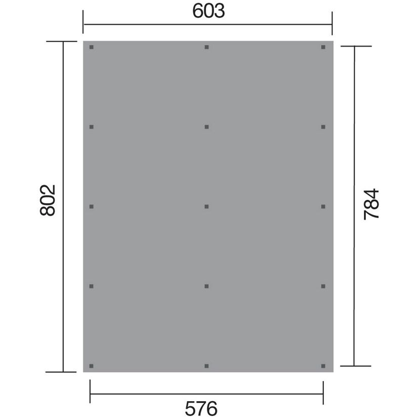 Grauer Doppelcarport mit Maßen