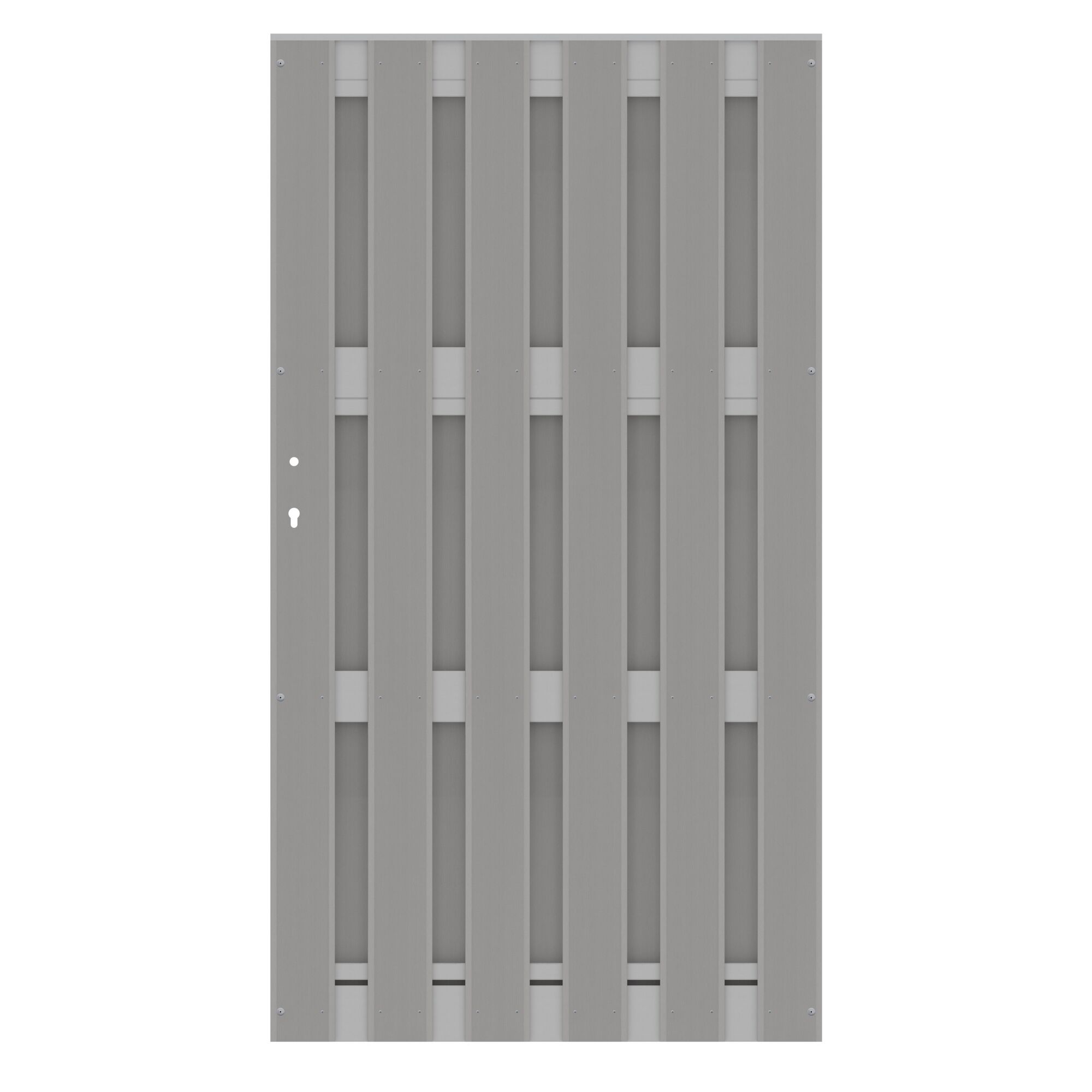 Graues JUMBO WPC Gartentor mit Alu-Tor