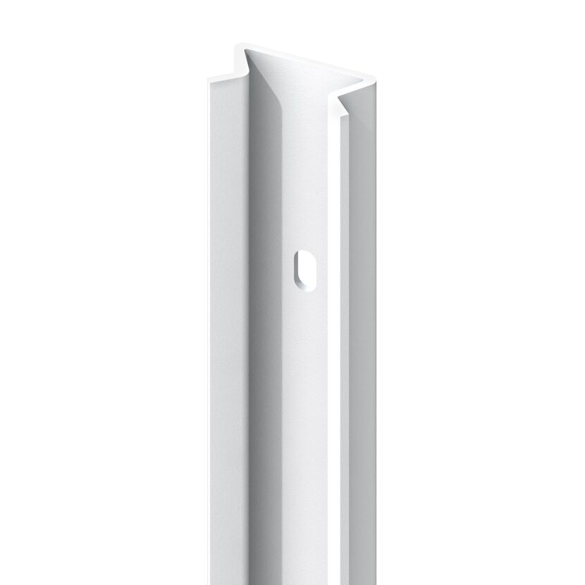 Weißer Zaunpfosten mit Montageadapter